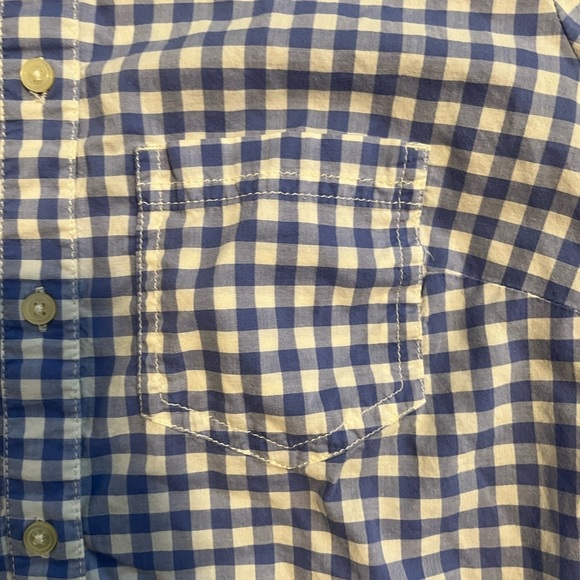 Gap Shrunken Boyfriend light blue cotton gingham button down - Picture 3 of 5